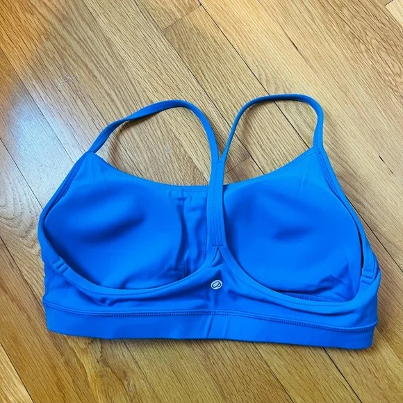 NWOT CRZ YOGA Electric Blue/Sparkle Blue Strappy Racerback Sports Bra - Picture 4 of 6
